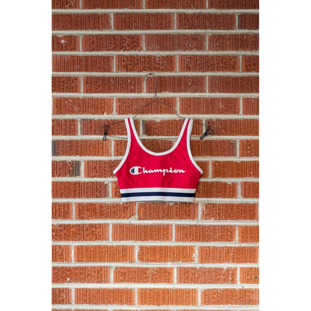 Champion Womens Red Racerback Sports Bra Striped Elastic Hem Size XS